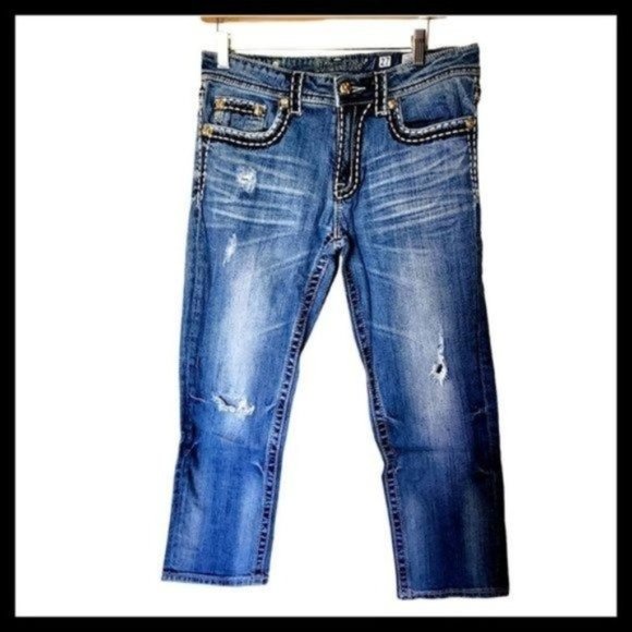 Miss Me Jeans  Boyfriend Women’s Capri Cropped Jeans‎ size 27 Stitching Detail - Picture 1 of 10